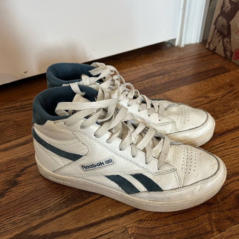 Reebok Classic White and Dark Blue Sneakers